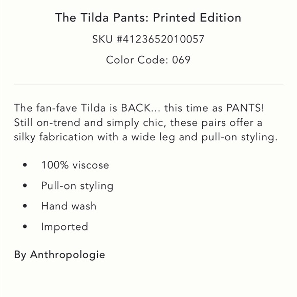 Anthropologie The Tilda Pants: Lipstick Printed Edition - Picture 4 of 4